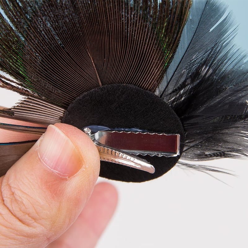 Comidox Hair Clip, Cute Peacock Feather with Rhinestones, Charming Peacock Headpiece Feather Hair Accessories for Women, Weddings, Parties, Halloween, Set of 2 - Image 5